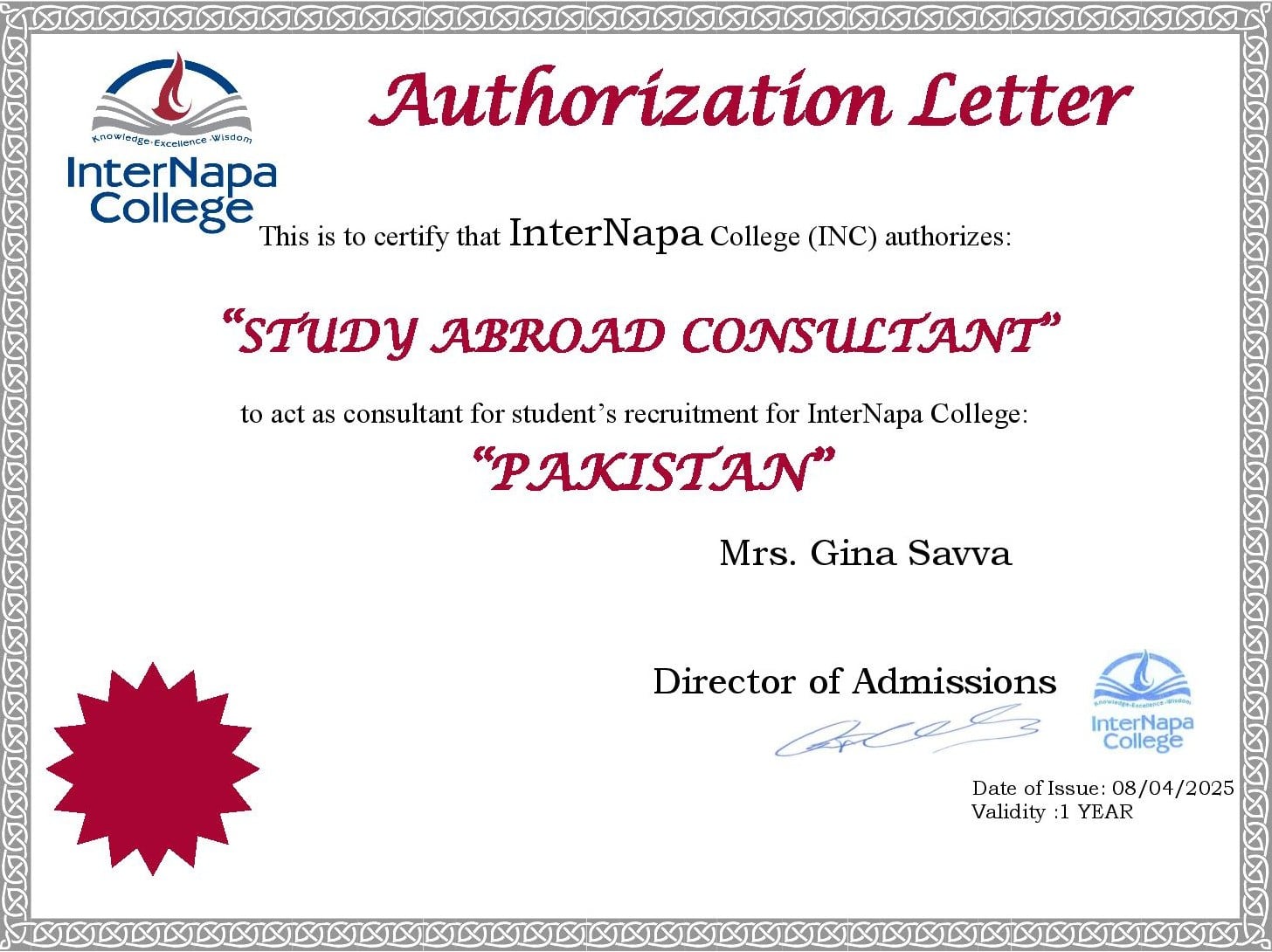 InterNapa College Agreement